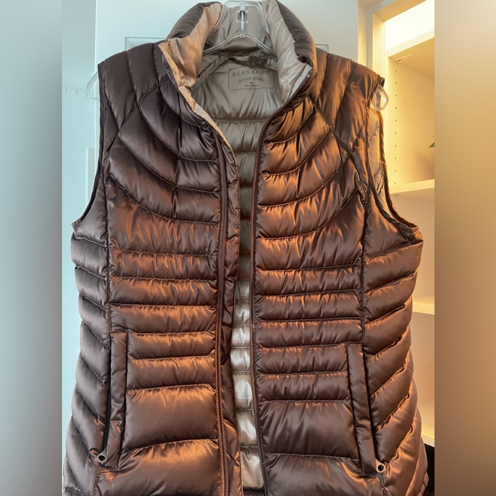 Bernardo + goose down + puffer vest + metallic ✨